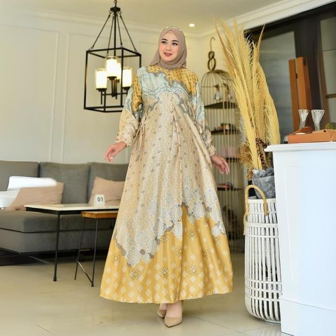 Gamis Berlinn Bahan Silk Premium Motif Bunga Premium Fashion Muslim Kekinian Murah Bisa Jumbo Ld 110