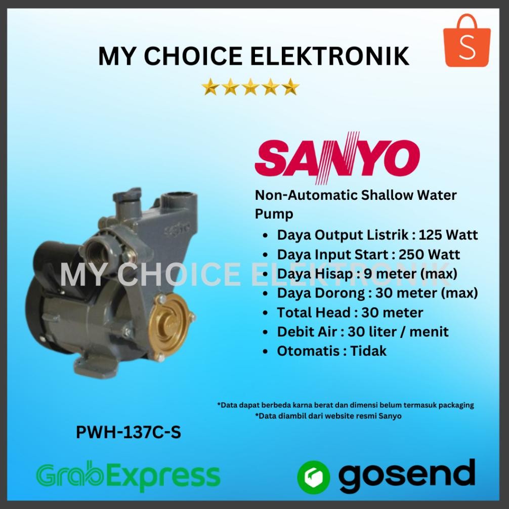 Sanyo Pompa Air PWH-137C-S | PWH-137-C-S | P-WH-137C-S