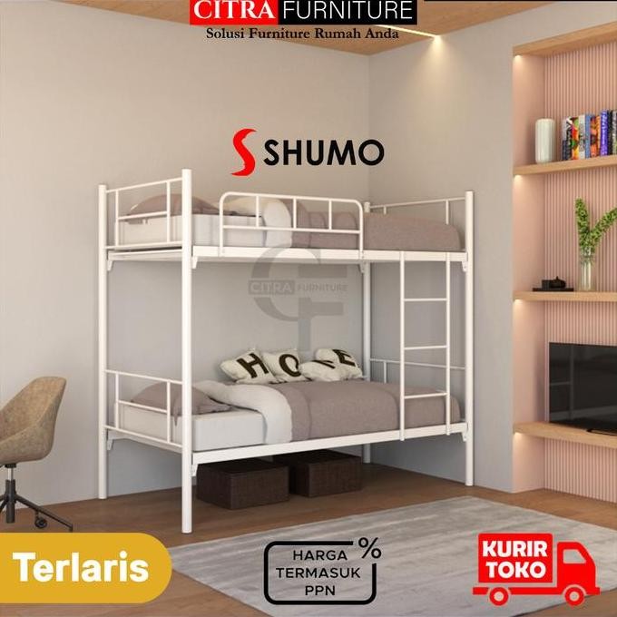 SHUMO Ranjang Tingkat Besi Kasur 100 / 100 | Bunk Bed Minimalis Susun