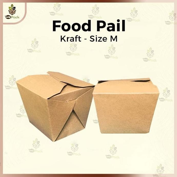 Food Pail Paper Medium 10oz Box bento Coklat Kraft 290GSM Laminating M