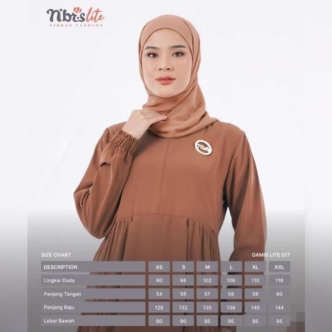 Gamis Terbaru Nibras Lite 017 Warna Cokelat Latte Dress Muslimah Casual Cantik Busui Branded Syar'I 