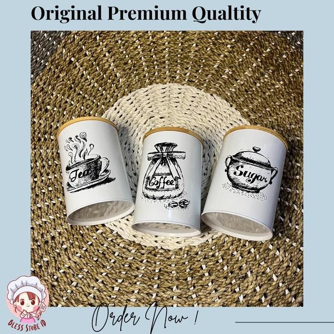 Tempat Gula Kopi Teh Set 3In1 Wadah Penyimpanan Gula Kopi Teh