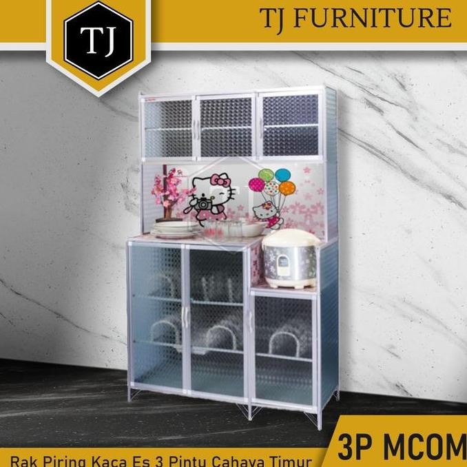 Cahaya Timur Rak Piring / Lemari Dapur 3 Pintu Kaca Es - 3P MCOM