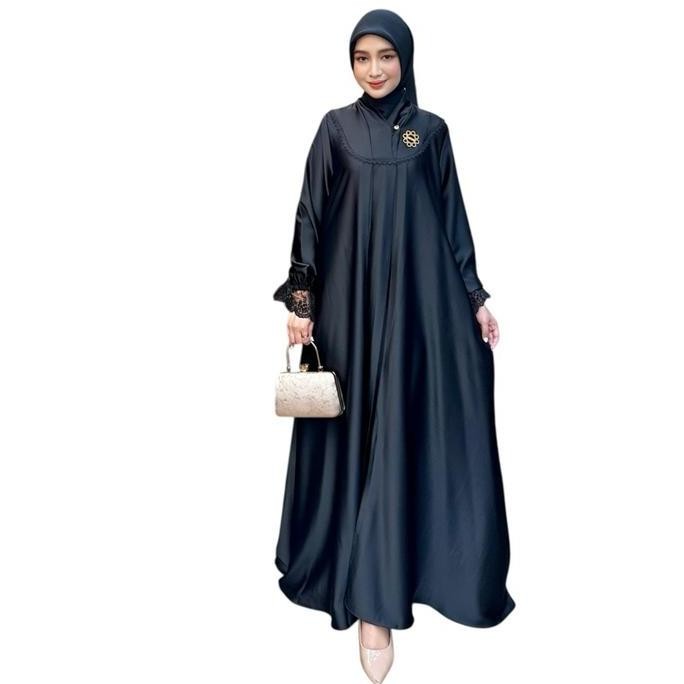 Nona Juliet Dress Abaya Style Gamis Hitam Cantik Terbaru Dan Kekinian Gies Butik Wanita Muslim Silk 