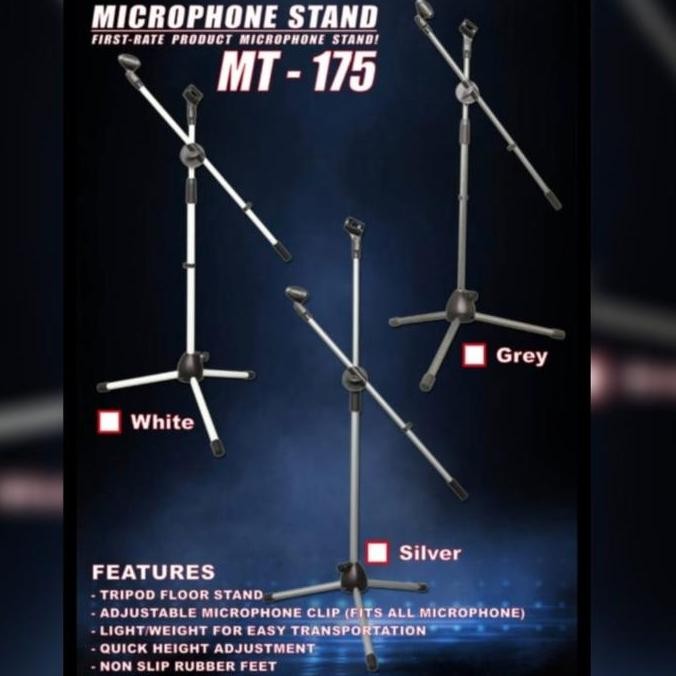 Stand Mic MT 175 / MT-175 Lantai Tripod + Holder Handphone dan Mic