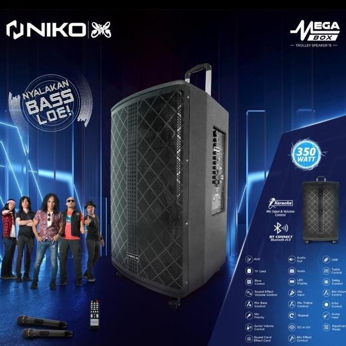 BEBAS ONGKIR - NIKO SPEAKER TROLY SLANK MEGA BOX 15 INCH NYALAKAN BASS LOE