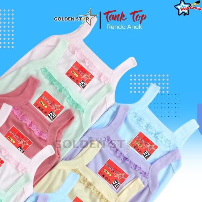 DE100 >> 6 & 12 pcs daleman anak warna warni / tangtop anak perempuan warna / tengtop anak lusinan g