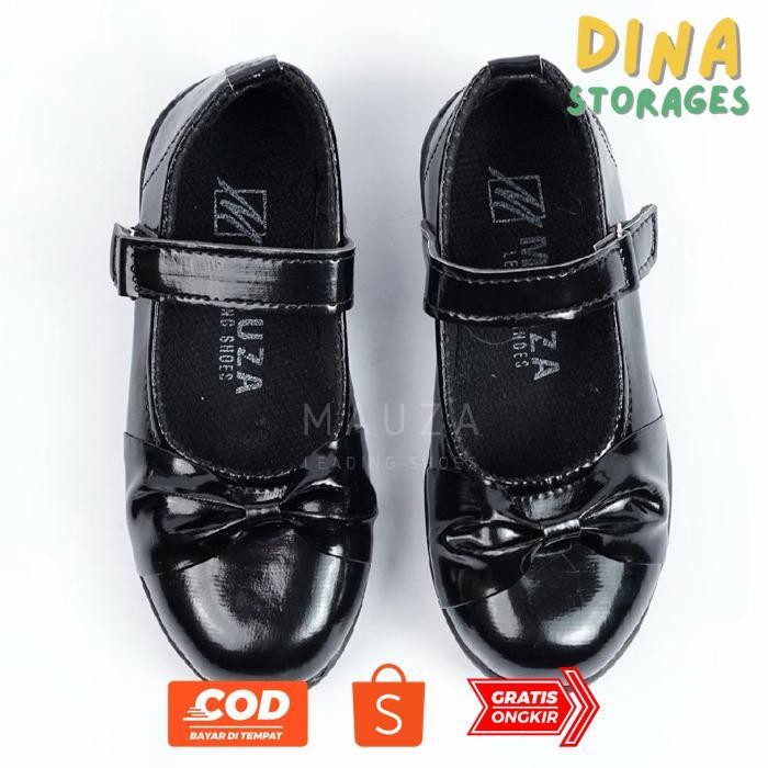 gd-12 Sepatu Anak Perempuan Hitam Glossy Tk-Sd Sepatu Pantofel Premium