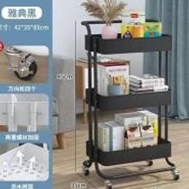 TROLI SALON RAK TROLI 3SUSUN BESI+PLASTIK RAK DORONG MULTIFUNGSI DAPUR