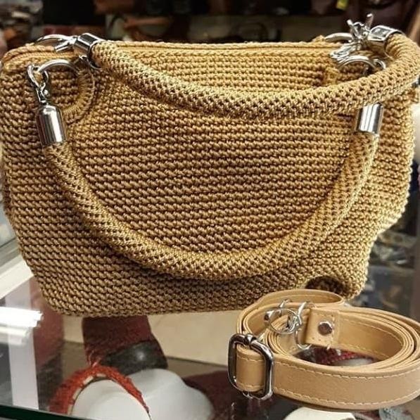 Tas Rajut Wanita Nilon Triple Pesta Handbag Selempang Murah