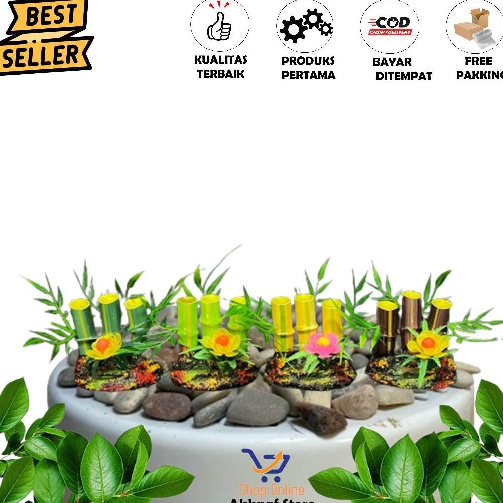 Hiasan Aquarium Plastik Bambu Mini Cantikl Hiasan Akuarium Tanaman Bambu Mini Warna