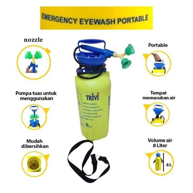 Botol Pembersih Penyemprot Pencuci Mata Darurat Bertekanan Kapasitas 3 5 8 Liter Trivi,Emergency Eye