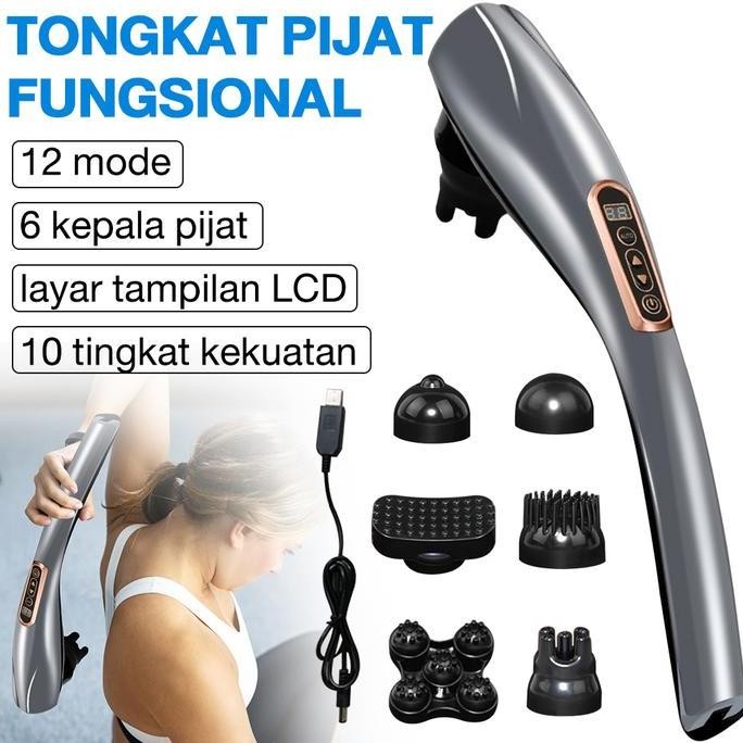 ENRIO- Tongkat pijat elektrik/tongkat pijat lumba-lumba/Pijat punggung multifungsi Dapatkan enam kep