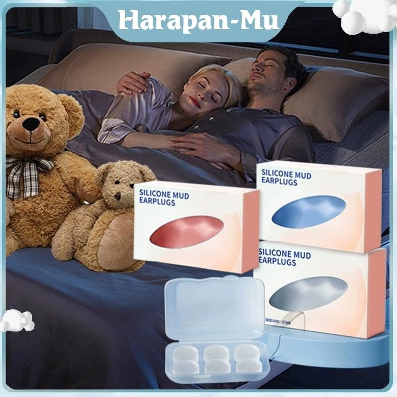 UGNDA 6 Pcs Penyumbat Lumpur Silikon Telinga Pengurangan Kebisingan / Penutup Telinga Untuk Tidur De