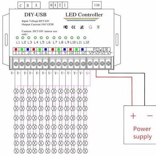 LED Controller 12 Channel DIY USB Programmable