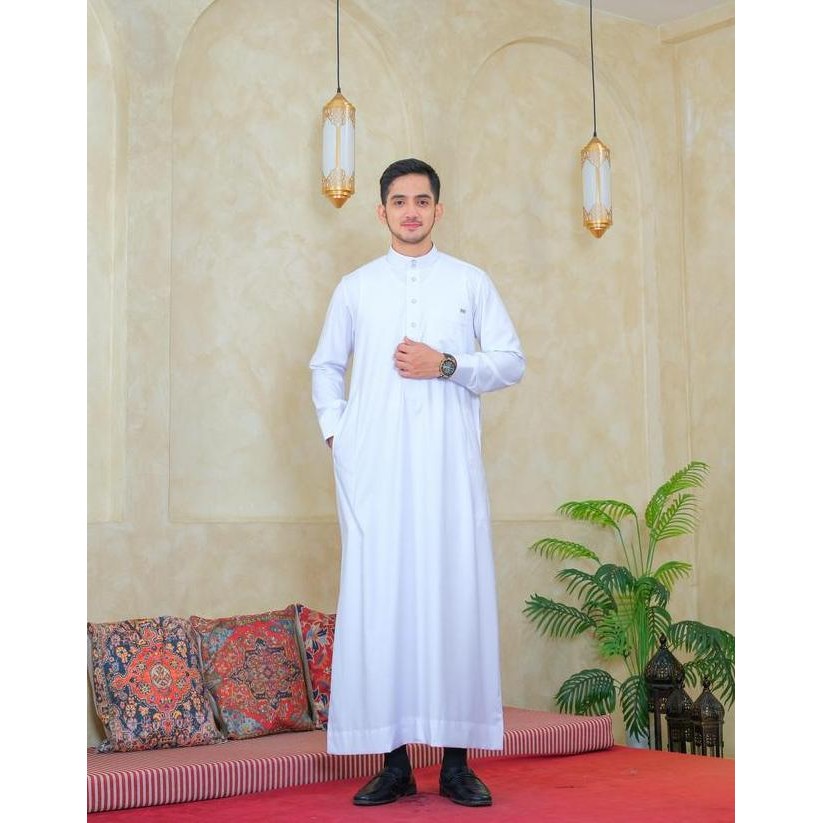 Al Haramain Series Semi Wol Thobe Hamzah Jubah Gamis Pria Remaja Dewasa 2417606162 Putih