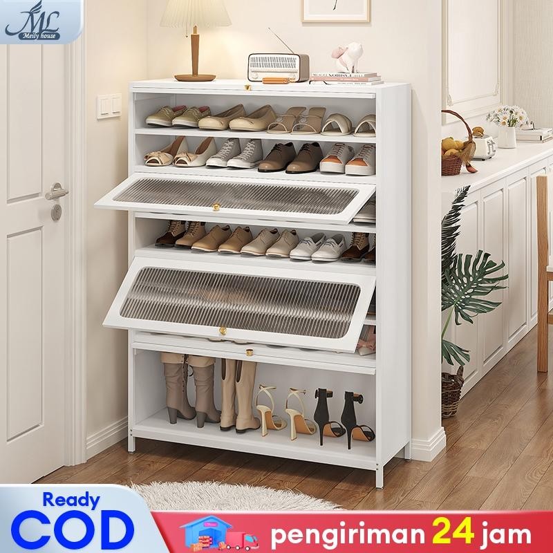Rak Sepatu Besi Lemari Sepatu Transparan Rak Sepatu Rak Lemari Sepatu Susun Tertutup Aesthetic