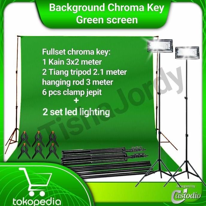 Paket Greenscreen chroma key backdrop green screen background studio