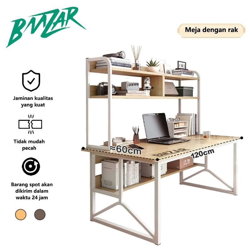 120Cm Meja Kantor Besi Buku Meja Belajar Dengan Rak Buku Meja Kerja Serbaguna