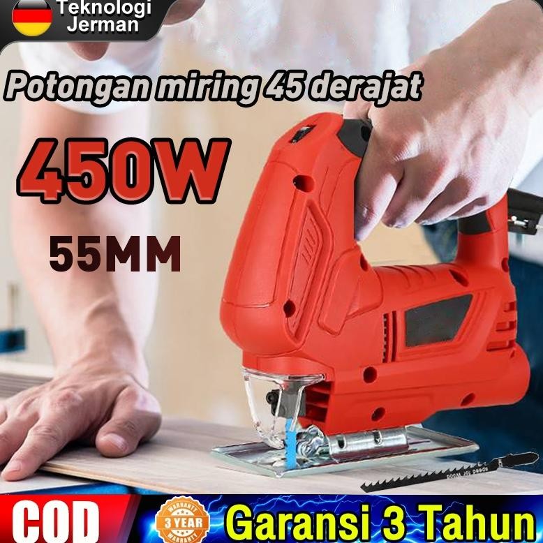 EDELWEIS Reaim mesin gergaji jigsaw 450W Gergaji Listrik gergaji kayu mesin potong besi ces jiksaw g