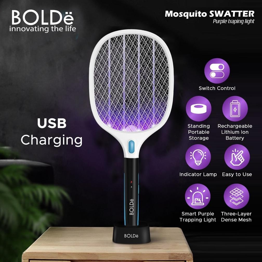 RAKET NYAMUK BOLDE / BOLDe SMART SUPER SWATTER RAKET NYAMUK OTOMATIS 2 IN 1