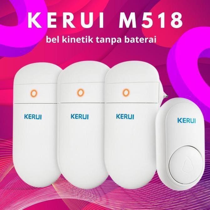 '' KERUI Bel Rumah Wireless M518 Doorbell Bel Kinetik Tanpa Baterai 3 Receiver ''