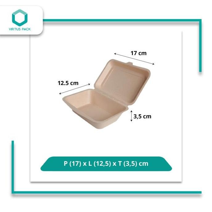 Virtuspack/ Eco Friendly / Lunch Box / Food Box / Bagasse 7" /125 pcs