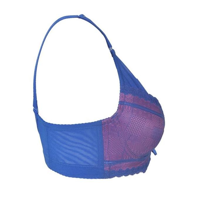 Promo Cynthia Bra Full Cup Brukat Busa Tebal Ada Kawat - Biru Cod