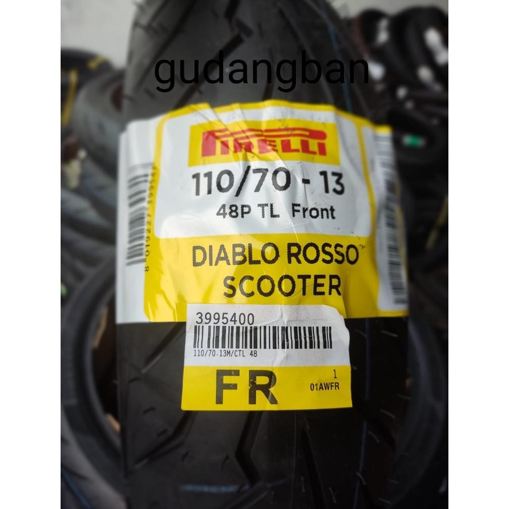 Baru (RING 13) Diablo Rosso Scooter 110 70 13 PIRELLI Tubeless Ban Motor NMAX Depan Baru Ori FREE PE