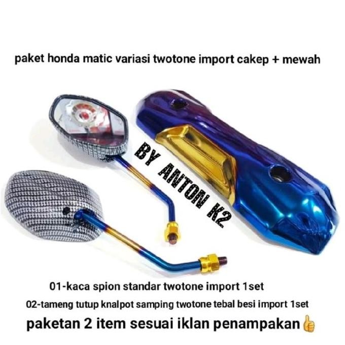 Promo KACA SPION STANDAR THAILOOK PAKET TUTUP KNALPOT BESI MOTOR BEAT VARIO KARBU/BEAT FI ISS ESP/SP