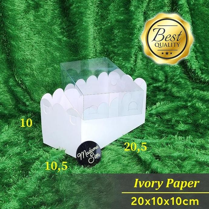 BOX MIKA PUTIH - DOS KUE KERING LAMINASI - KOTAK DESSERT 20x10x10