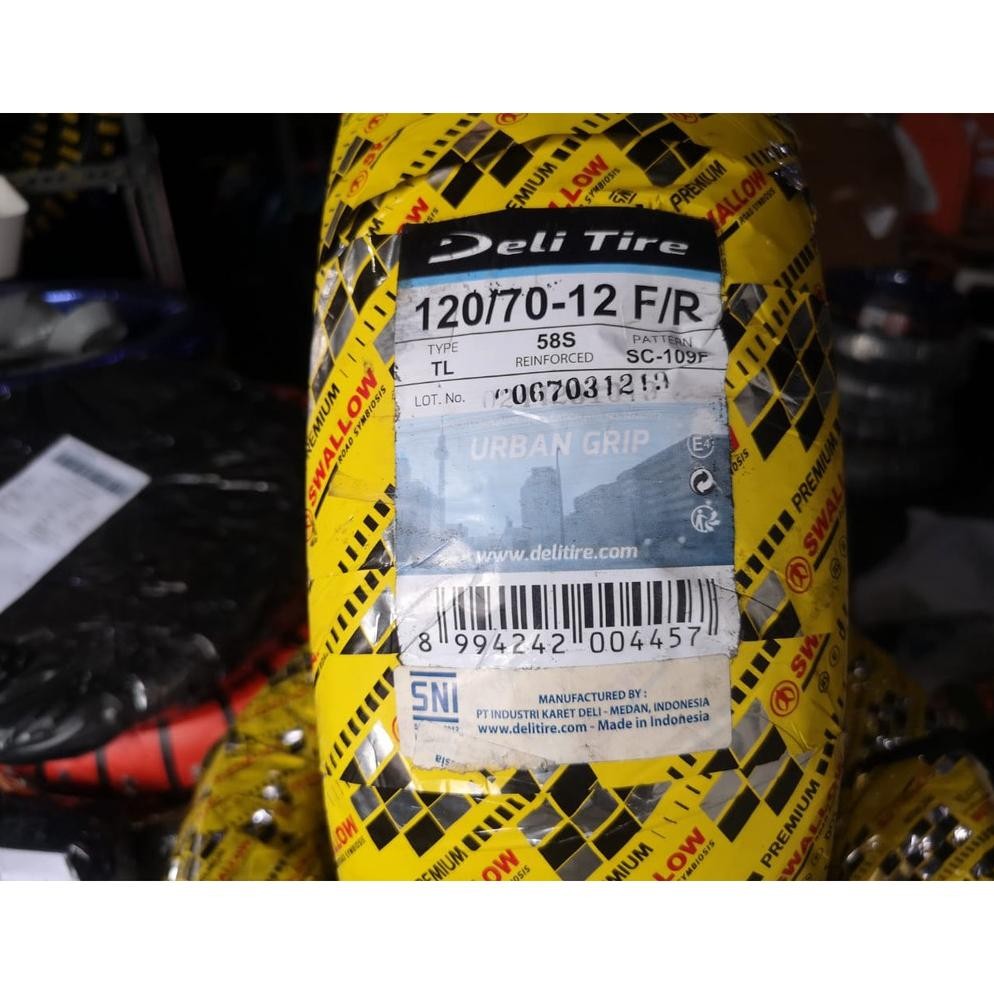 Baru Ban swallow urban grip uk 120 / 70 -12 TUBLESS untuk vespa matic sprint DEPAN atau Belakang