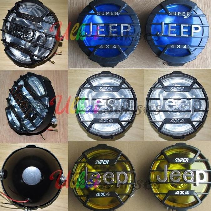 Promo Lampu Utama Atau Lampu Sorot Depan Motor Dan Mobil 12V Jeep Isi 2 Ukuran 4x4 Hitam Satu Ukuran