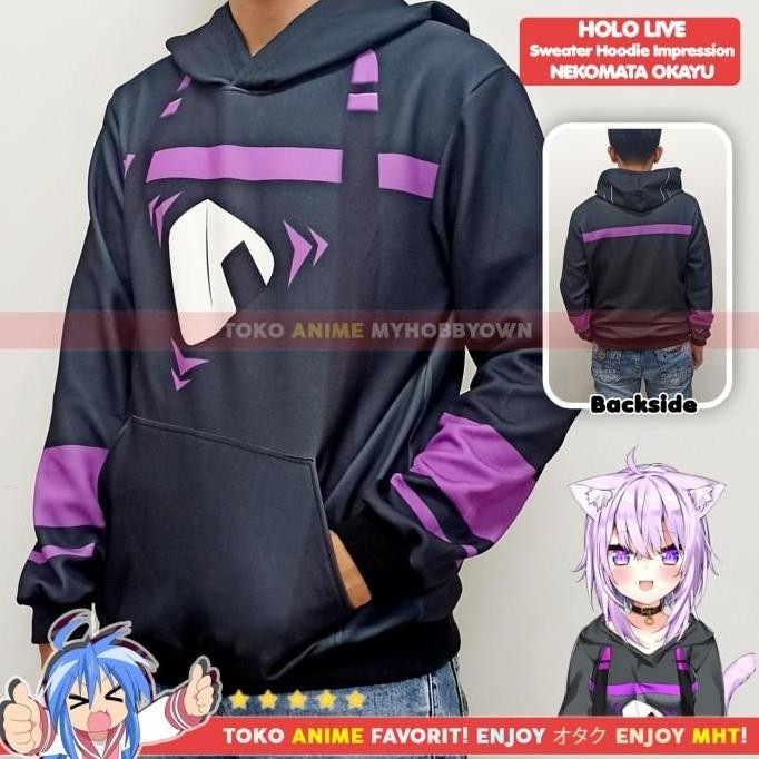 Jaket Hoodie Sweater Anime Holo Live Nekomata Okayu Impression Cosplay