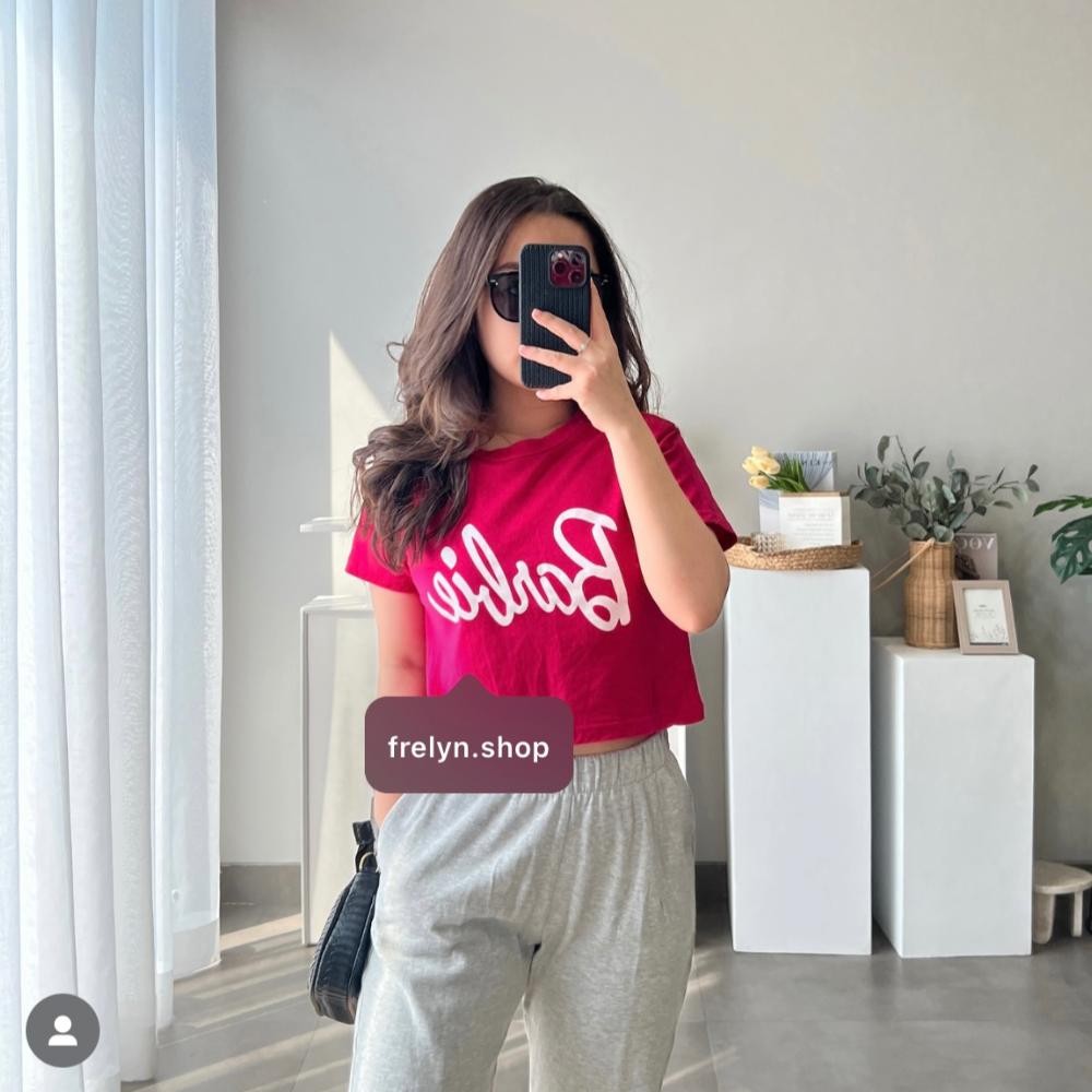 Sale Frelyn Shop - Crop Top Motif | Baju Kaos Tumblr Crop Tee Tshirt Kaos Korea Fashion Wanita Sage 