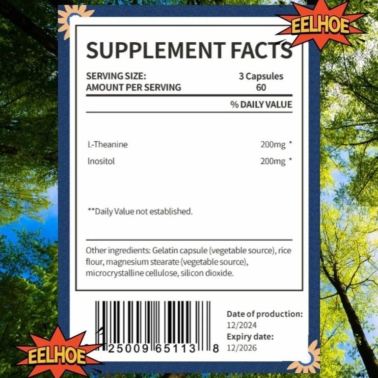 (Promo) Usa L-Theanine 200Mg - 60 Kapsul L Theanine Calm Relax Original