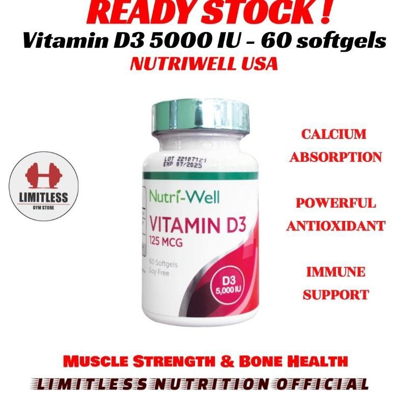 [Promo] Nutriwell Vitamin D3 5000 Iu 60 Softgel - Vit D 5000Iu Original