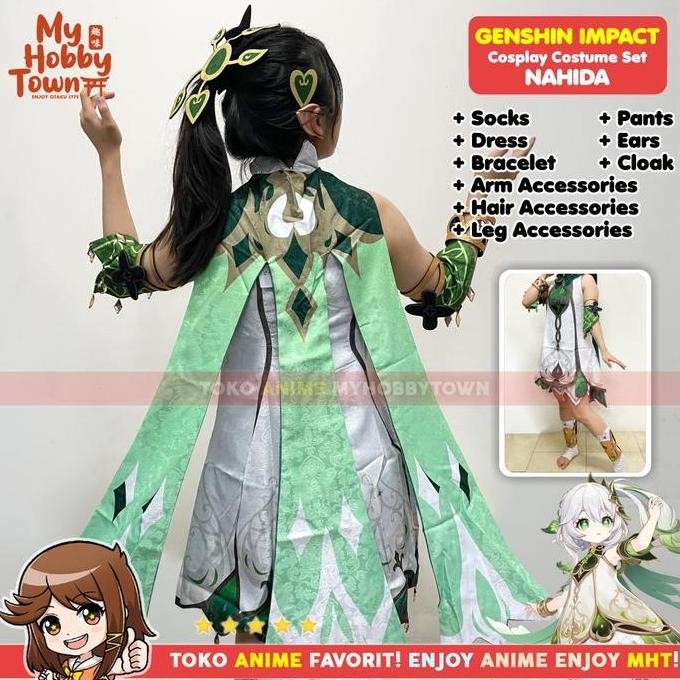Kostum Cosplay Anime Game Genshin Impact Nahida Lesser Lord Kusanali