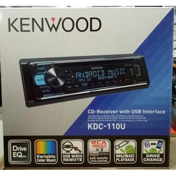 Promo KENWOOD Single Disc KDC-110U Headunit Mobil CD Receiver dengan Interface USB Radio MP3 Remote 