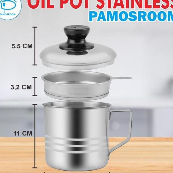 Pamosroom Oil Pot Stainless Steel 1100Ml Wadah Tempat