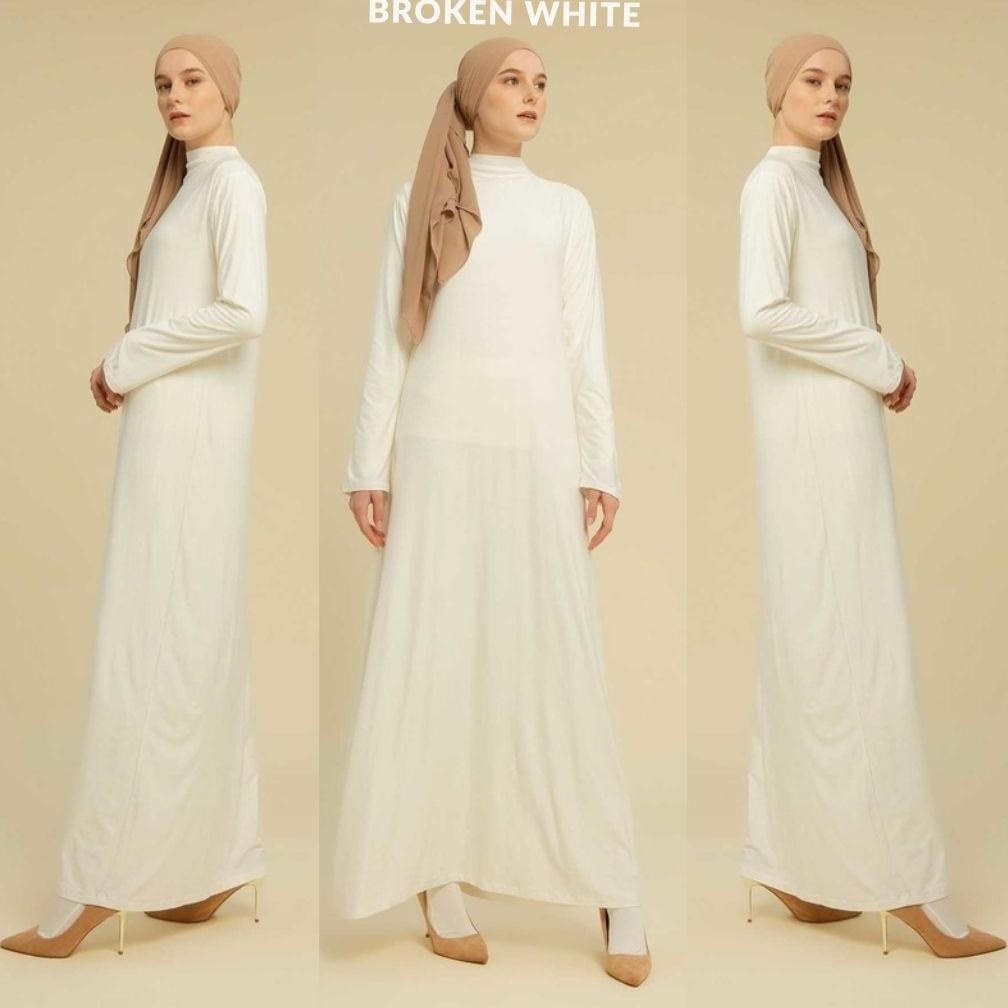 Inner Dress Lengan Panjang / Manset Dalaman Gamis Warna Putih Long Sleeve Rayon