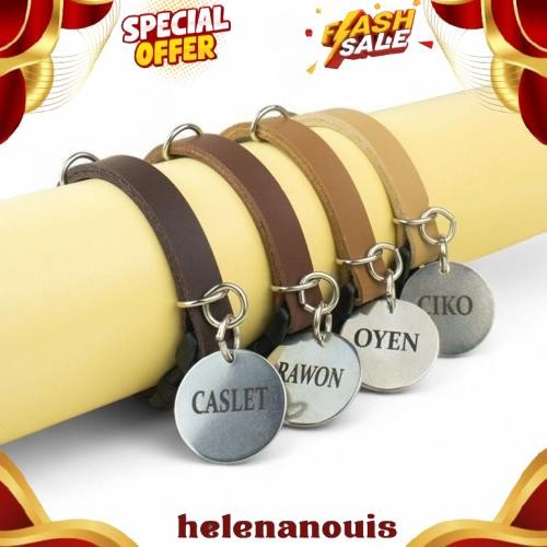 GROSIR Kalung Kucing Custom Nama & Nomor HP Kulit Sintetis Aksesoris