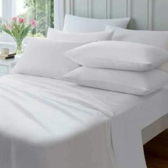 Sprei Only Polos Putih | Sprei Hotel | Sprei Microfiber Polos Putih Bantal Kain