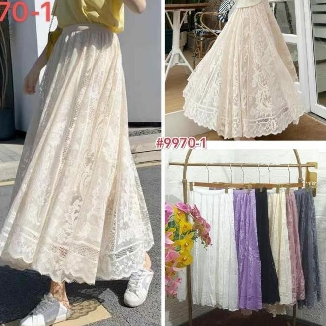 Bawahan Rok Panjang Jumbo Lace Brukat Import Bigsize Wanita Muslim
