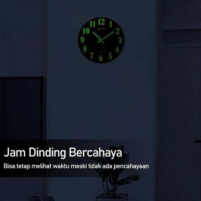 DE10 >> WW Jam Dinding Bulat Minimalis Glow In The Dark 30CM Quartz Silent
