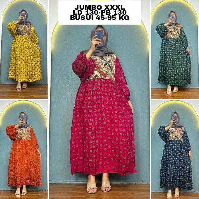 Promo Dress Jumbo Sedres Aulia Busui Rayon Batik Tebal Premium Wanita Muslim LD 120-130 PB 130-135 M