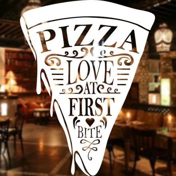 DR281>> Cutting Sticker Cafe Resto Pizza Lover untuk Kaca dan Dinding Anti Air - Bahan Plastik Vinyl