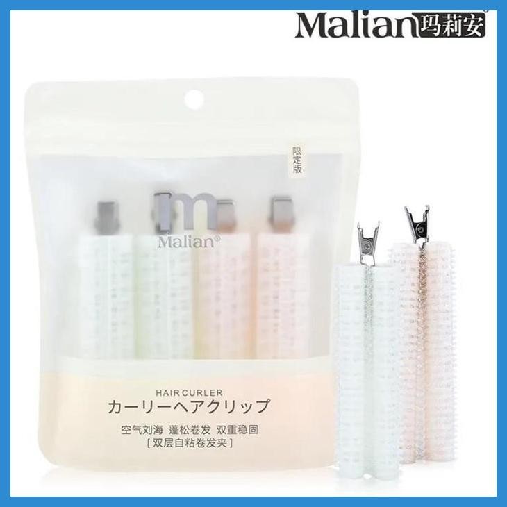 PROMO MALIAN ROLL RAMBUT JEPIT BAHAN LEMBUT - ROL RAMBUT JEPIT ISI 4 PC M-3075 PACKING AMAN