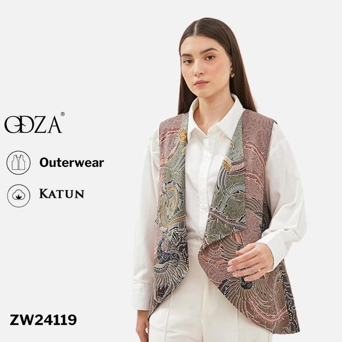 Promo Odza Baju Luaran Atasan Rompi Batik Outer Wanita Bolak balik All size Adiraga Biru Hijau COD