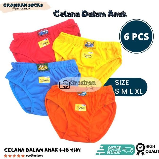 DB47 >> 6 Pcs Sempak Anak Laki Celana Dalam Polos Anak Cowok - clana dalam - Celana Dalam Anak Laki 
